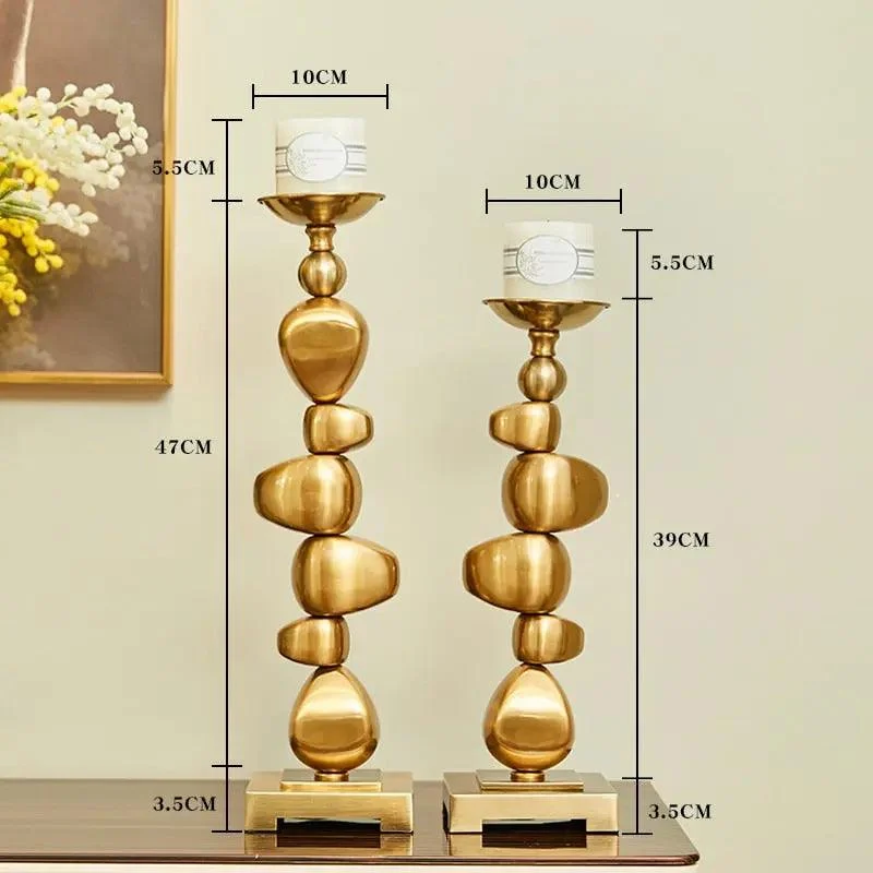 Stone Stack Alloy Candle Holder - ISTANBULLU LTD