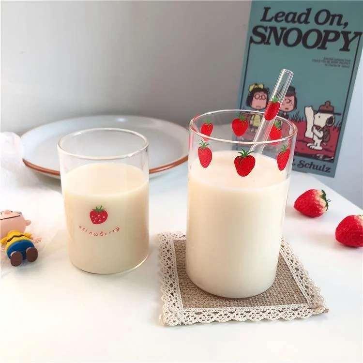 Strawberry Cute Glass Cup - Homeko
