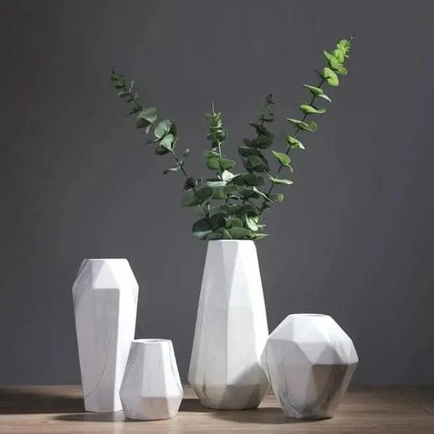 Stunning Marble Geometric Flower Vase Adorn Your Space In Style 1