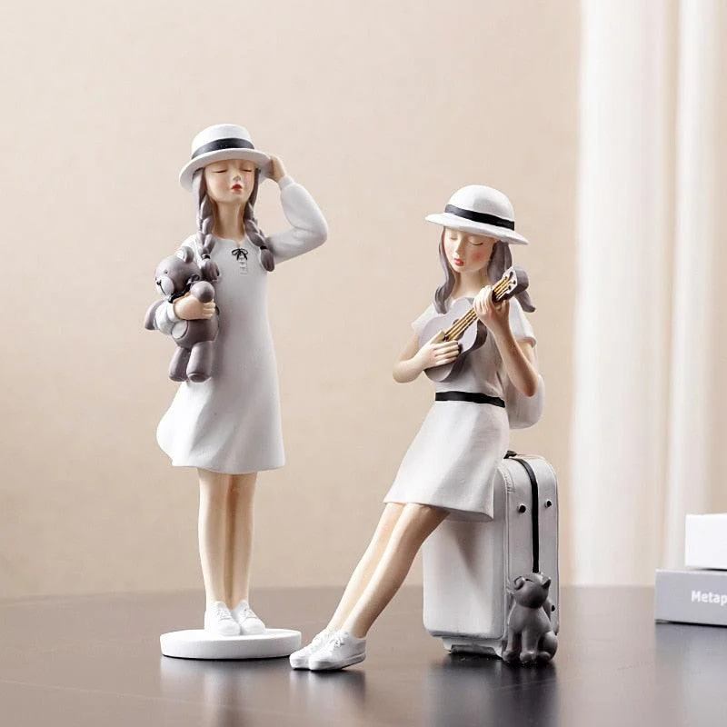 SummerTravelGirlsFigurine-Homeko4 Summer Travel Girls Figurine - Homeko