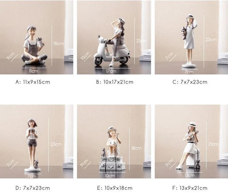 SummerTravelGirlsFigurine-Homeko6 Summer Travel Girls Figurine - Homeko