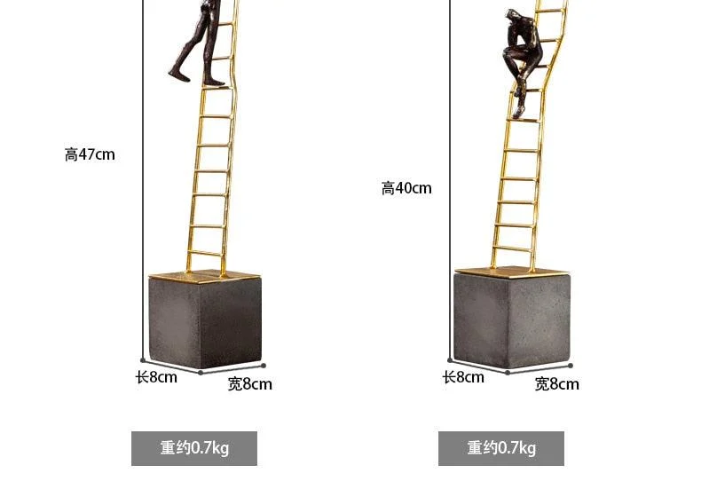 ThinkerSittingOnGoldStairsSculpturesandStatuesforDecoration-Homeko2 Thinker Sitting On Gold Stairs Sculptures and Statues for Decoration - Homeko
