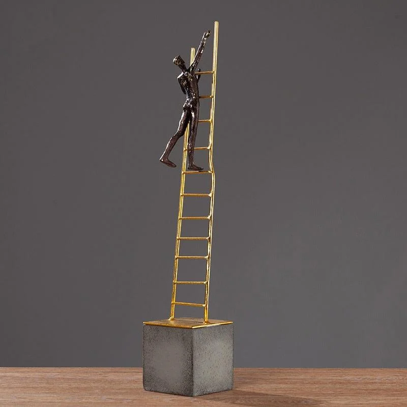 ThinkerSittingOnGoldStairsSculpturesandStatuesforDecoration-Homeko4 Thinker Sitting On Gold Stairs Sculptures and Statues for Decoration - Homeko