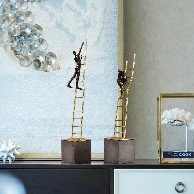 ThinkerSittingOnGoldStairsSculpturesandStatuesforDecoration-Homeko5 Thinker Sitting On Gold Stairs Sculptures and Statues for Decoration - Homeko