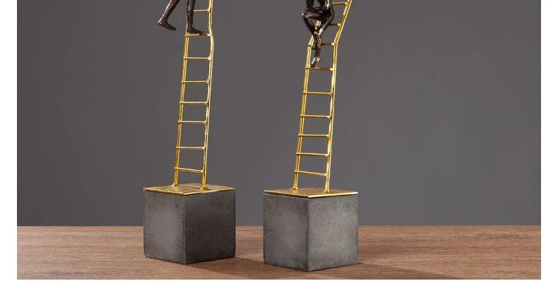 ThinkerSittingOnGoldStairsSculpturesandStatuesforDecoration-Homeko6 Thinker Sitting On Gold Stairs Sculptures and Statues for Decoration - Homeko