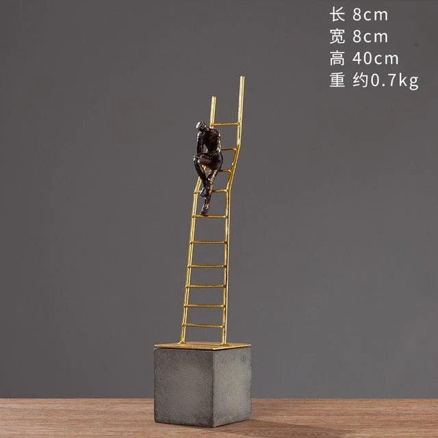 ThinkerSittingOnGoldStairsSculpturesandStatuesforDecoration-Homeko7 Thinker Sitting On Gold Stairs Sculptures and Statues for Decoration - Homeko