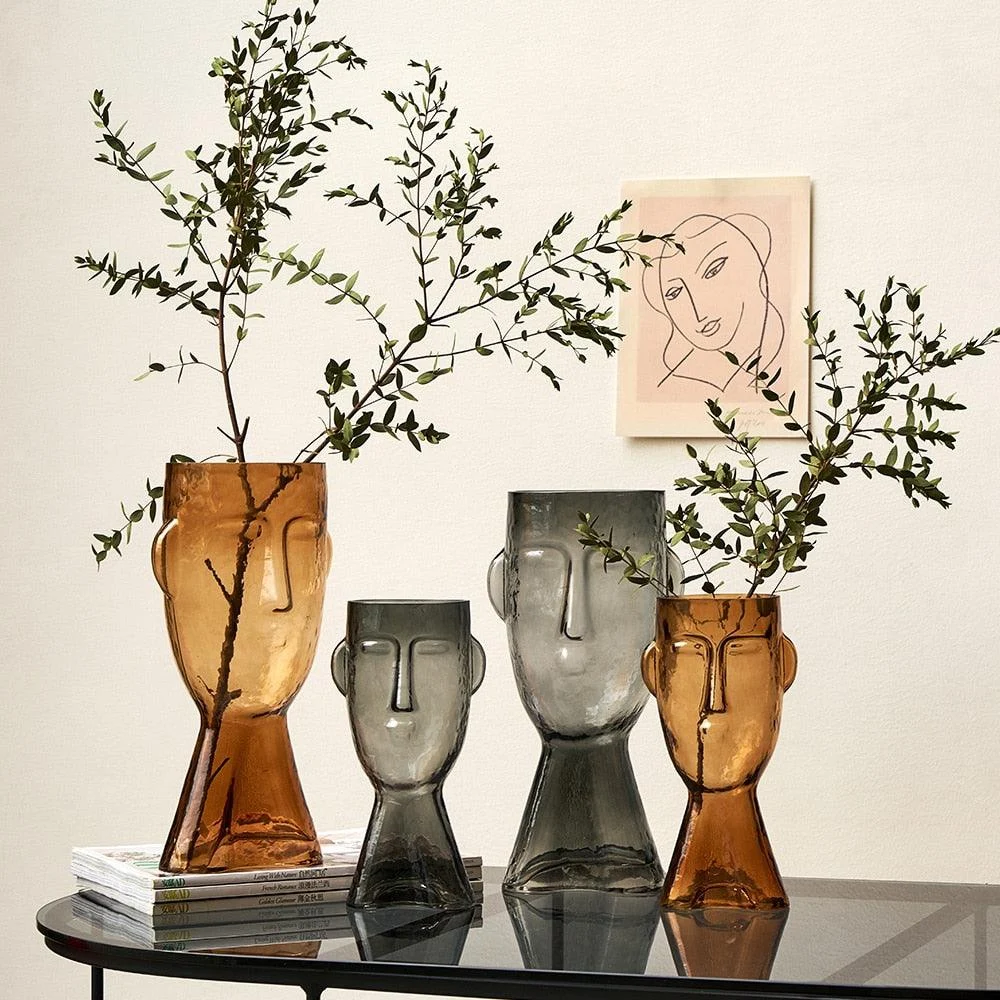 TransparentFaceGlassVase-Homeko3 Transparent Face Glass Vase - Homeko
