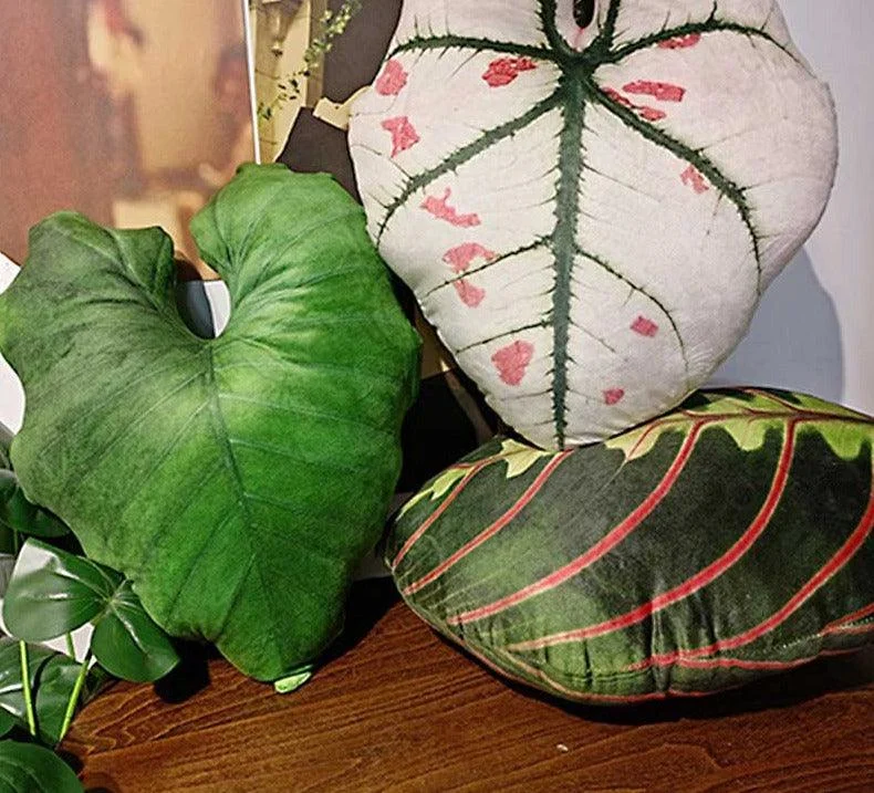Tropical Monstera Leaf Pillow - ISTANBULLU LTD