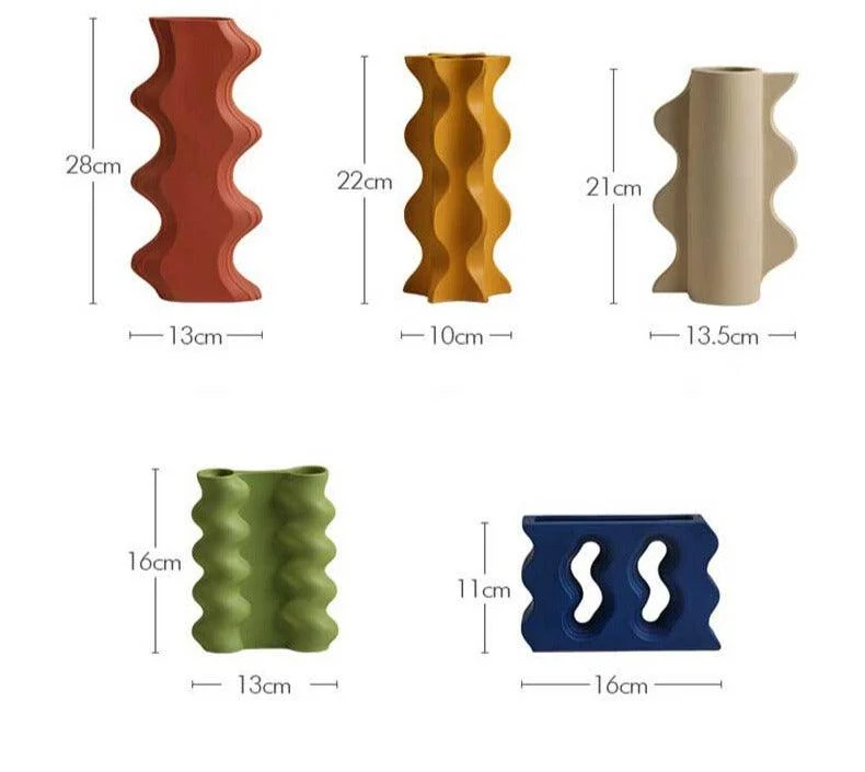 V0404-13_6 Scandi Funky Ceramic Curve Vase - ISTANBULLU LTD