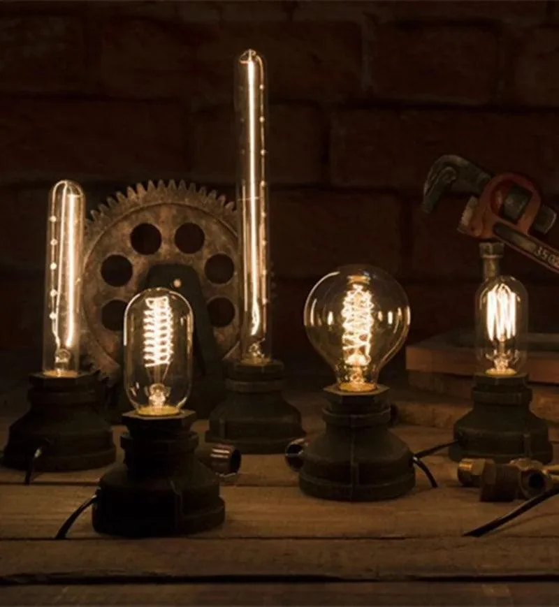 Vintage Retro Industrial Bronze Water Pipe Table Lamp Bar Bedroom Desk Table Lamp Fixtures Home Decor