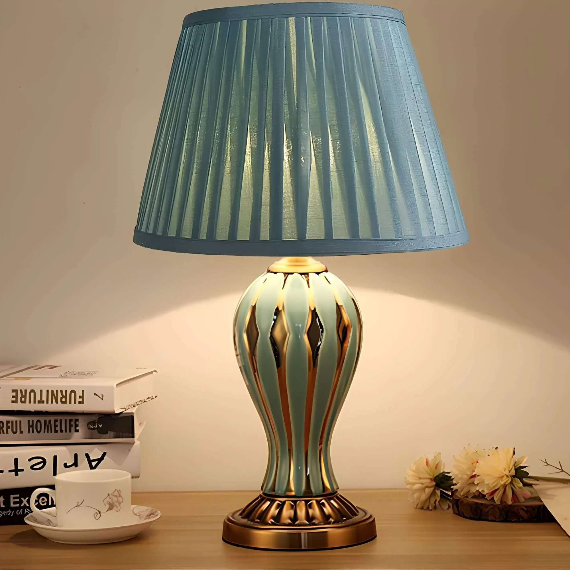 VintageAmericanaSchreibtischlampeNostalgischeEleganzinMarineblau Vintageamericanaschreibtischlampenostalgischeeleganzinmarineblau