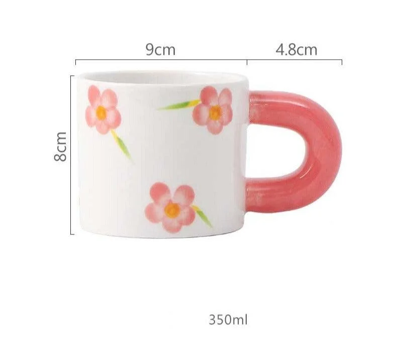 VintageCeramicFlowerCloudStripedCoffeeMugs_1 Vintage Ceramic Flower Cloud Striped Coffee Mugs - ISTANBULLU LTD