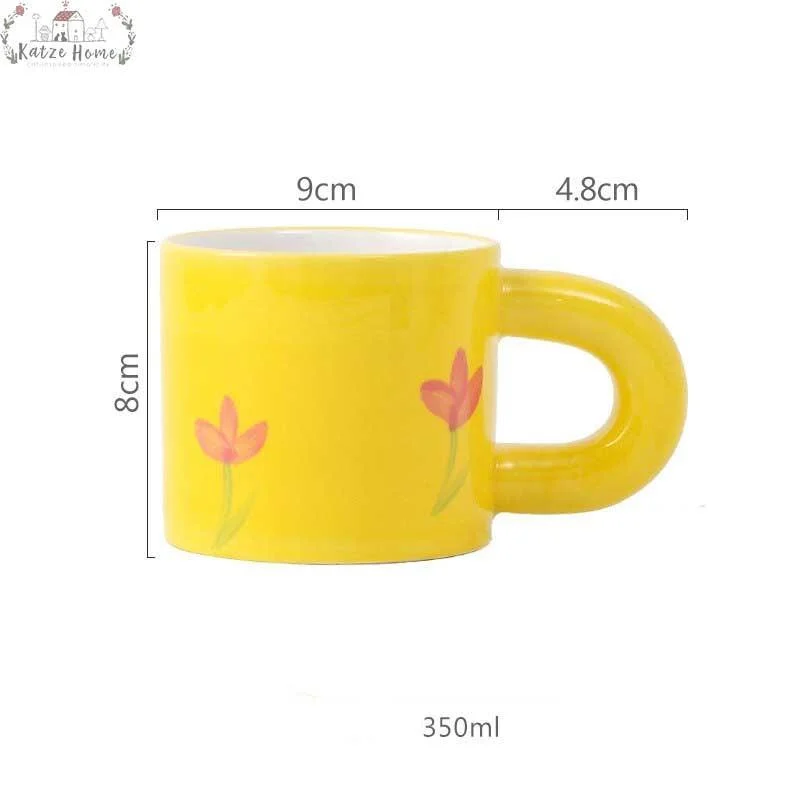 VintageCeramicFlowerCloudStripedCoffeeMugs_2 Vintage Ceramic Flower Cloud Striped Coffee Mugs - ISTANBULLU LTD