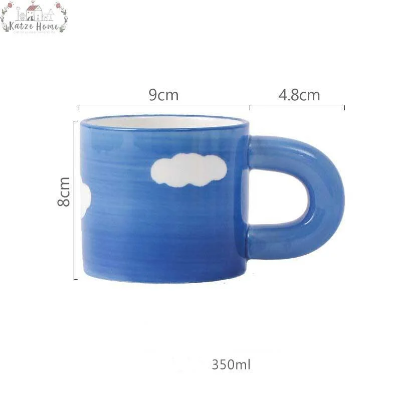 VintageCeramicFlowerCloudStripedCoffeeMugs_4 Vintage Ceramic Flower Cloud Striped Coffee Mugs - ISTANBULLU LTD
