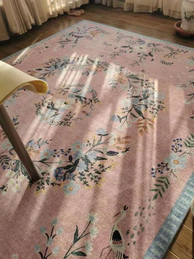 VintageFlowerPinkGreenArtRugCarpetLuxuryDecorBedroom-Homeko2 Vintage Flower Pink Green Art Rug Carpet Luxury Decor Bedroom - Homeko