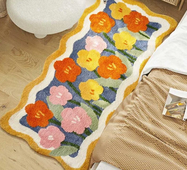 Vintage Fluffy Floral Runner Rug - ISTANBULLU LTD