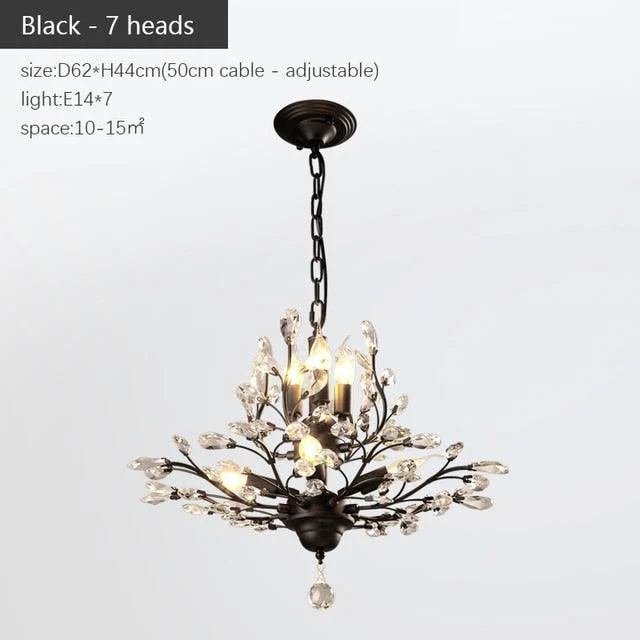 VintageGoldBlackCandleCrystalChandelierLedPendantLightingRoomDecor-Homeko10 Vintage Gold Black Candle Crystal Chandelier Led Pendant Lighting Room Decor - Homeko