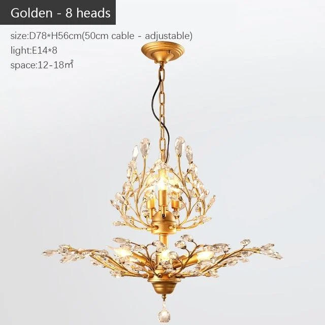 VintageGoldBlackCandleCrystalChandelierLedPendantLightingRoomDecor-Homeko11 Vintage Gold Black Candle Crystal Chandelier Led Pendant Lighting Room Decor - Homeko