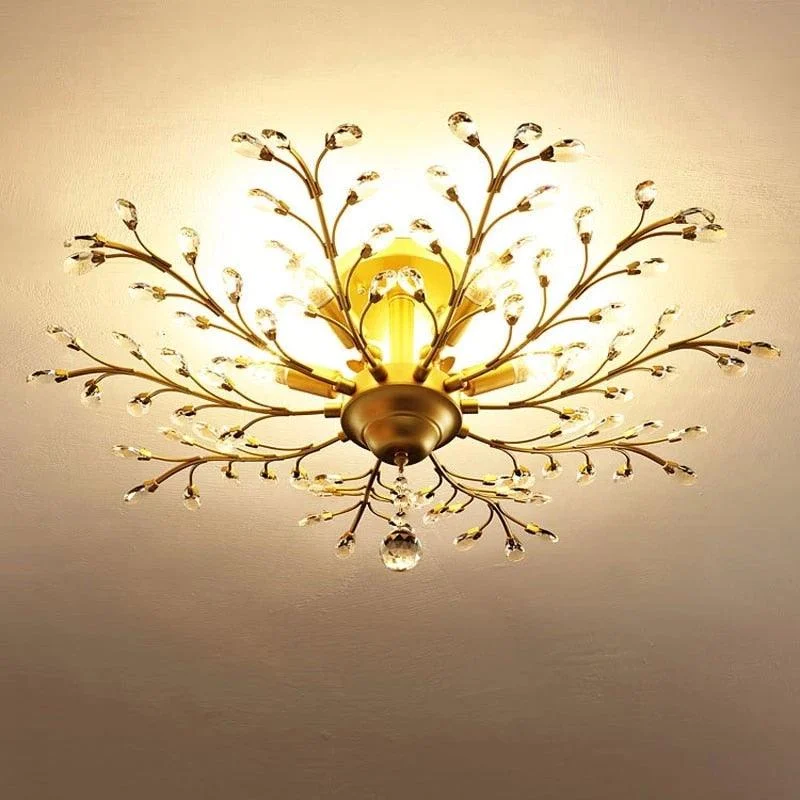VintageGoldBlackCandleCrystalChandelierLedPendantLightingRoomDecor-Homeko4 Vintage Gold Black Candle Crystal Chandelier Led Pendant Lighting Room Decor - Homeko