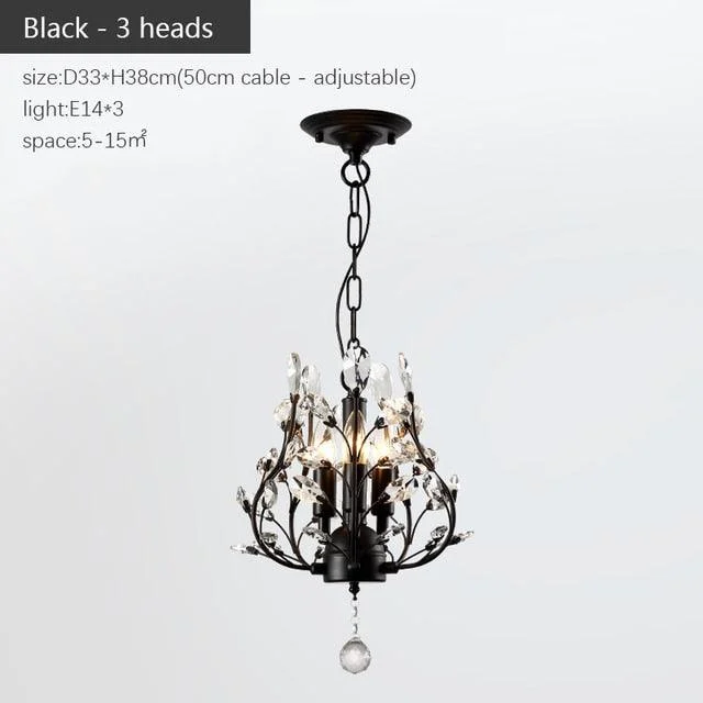 VintageGoldBlackCandleCrystalChandelierLedPendantLightingRoomDecor-Homeko7 Vintage Gold Black Candle Crystal Chandelier Led Pendant Lighting Room Decor - Homeko