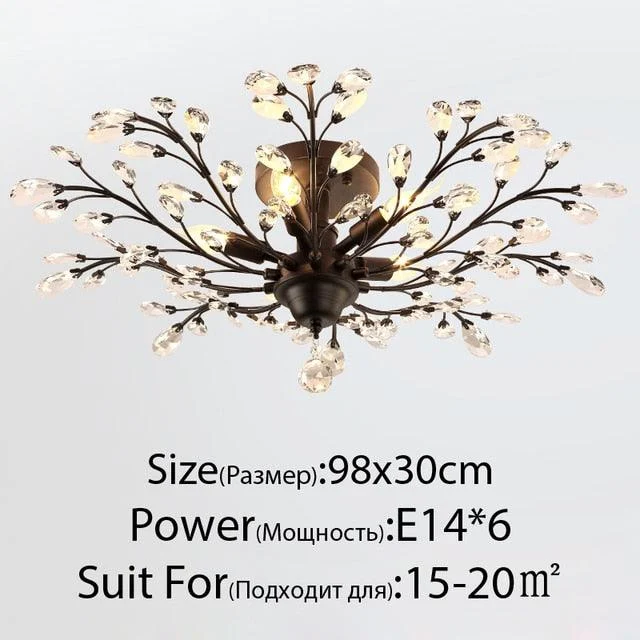 VintageGoldBlackCandleCrystalChandelierLedPendantLightingRoomDecor-Homeko8 Vintage Gold Black Candle Crystal Chandelier Led Pendant Lighting Room Decor - Homeko