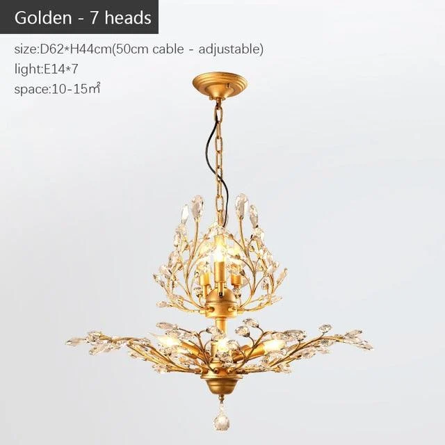 VintageGoldBlackCandleCrystalChandelierLedPendantLightingRoomDecor-Homeko9 Vintage Gold Black Candle Crystal Chandelier Led Pendant Lighting Room Decor - Homeko