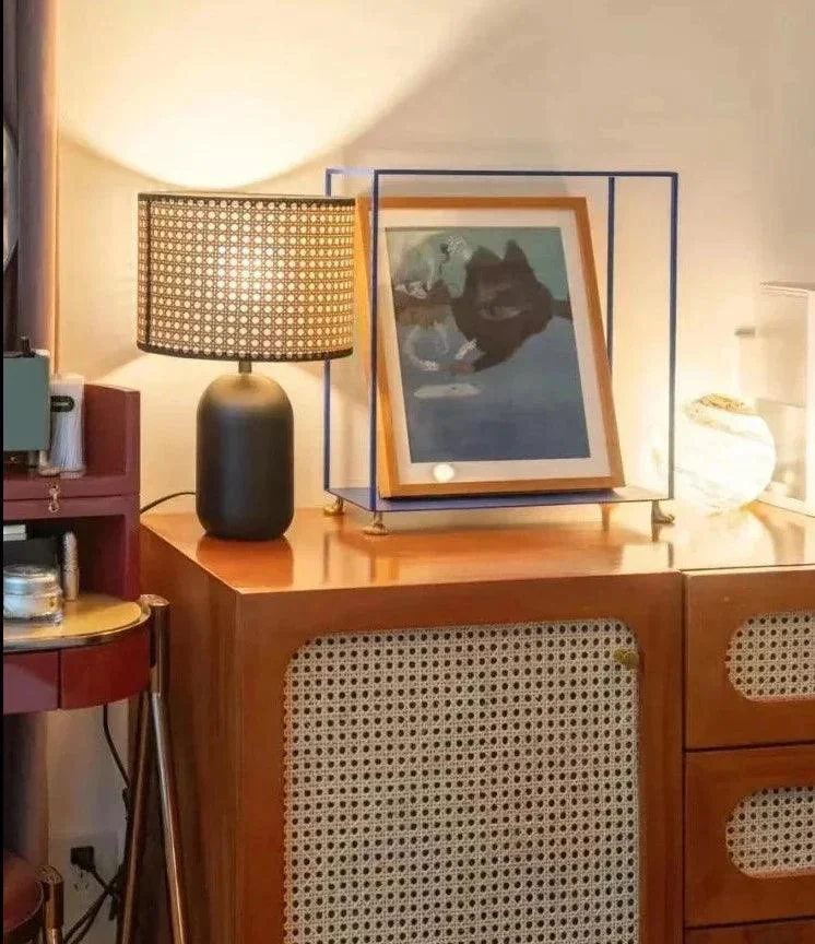 Vintage Retro Japanese Hand Weaving Table Lamp Lighting for Bedside - Homeko