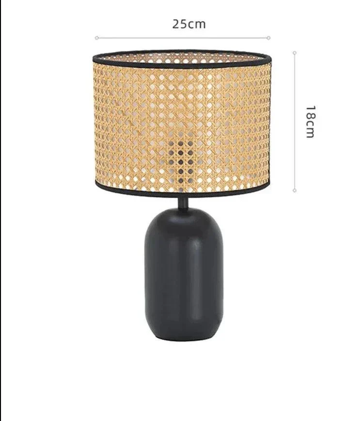 Vintage Retro Japanese Hand Weaving Table Lamp Lighting for Bedside - Homeko