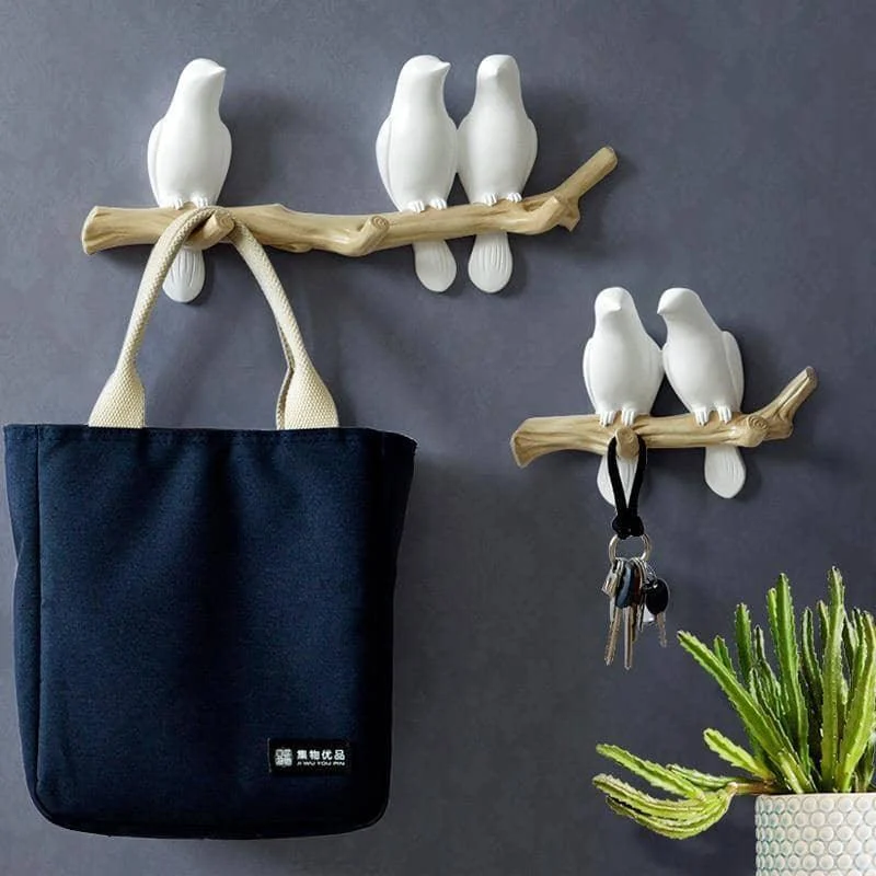 White Bird Key Hooks Hanger Wall Rack For Stylish Home Organization 1