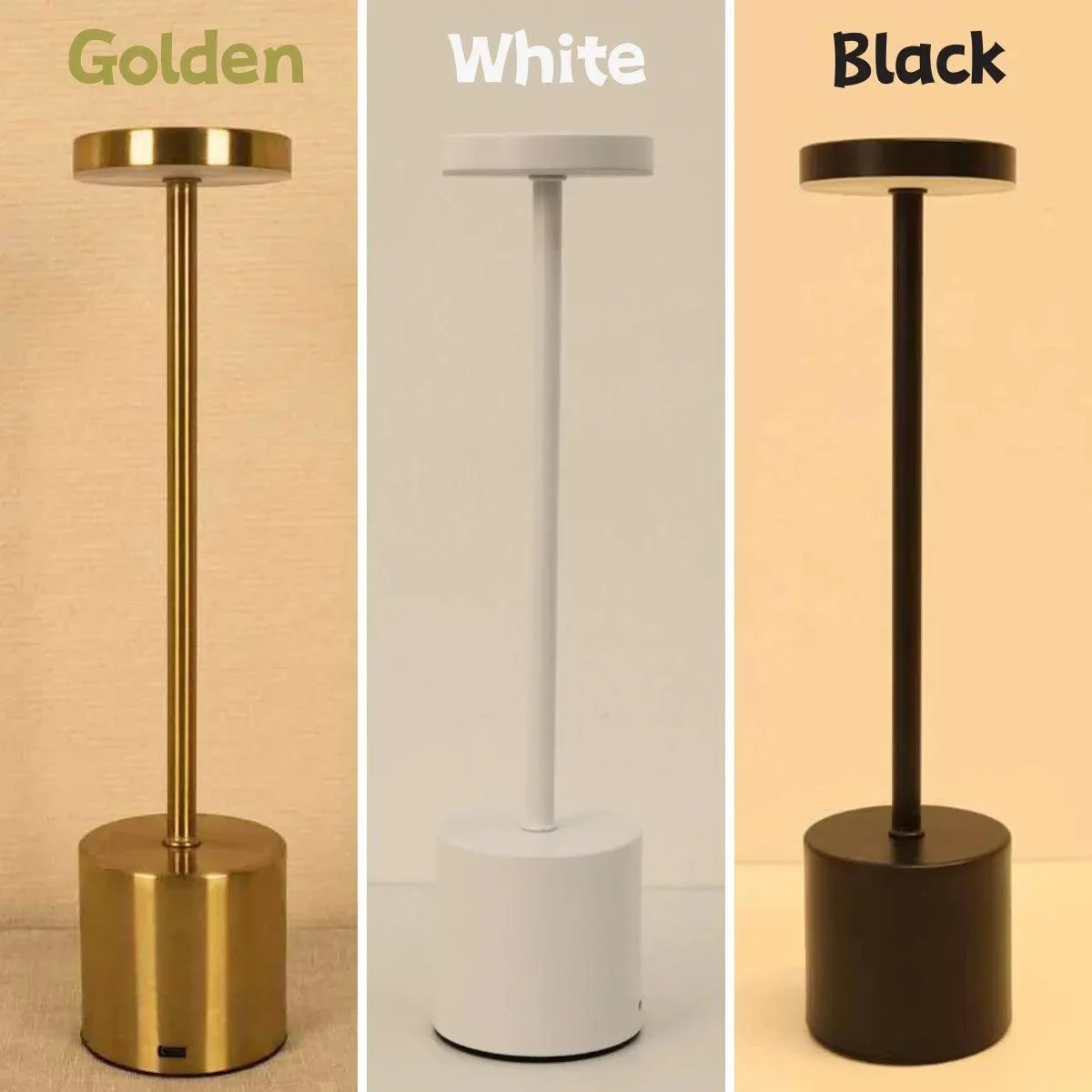 WhiteGoldLEDRechargeableTableLampLightingBedsideOutdoor-Homeko2 White Gold LED Rechargeable Table Lamp Lighting Bedside Outdoor - Homeko