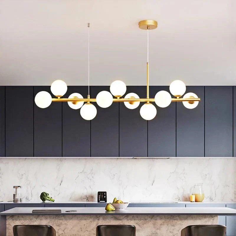 White Grey Modern LED Pendant Lighting Glass Ball 11 Heads - Homeko