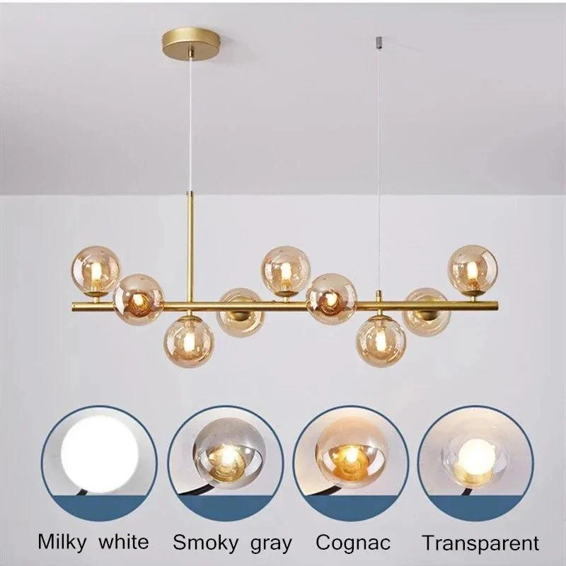 White Grey Modern LED Pendant Lighting Glass Ball 11 Heads - Homeko