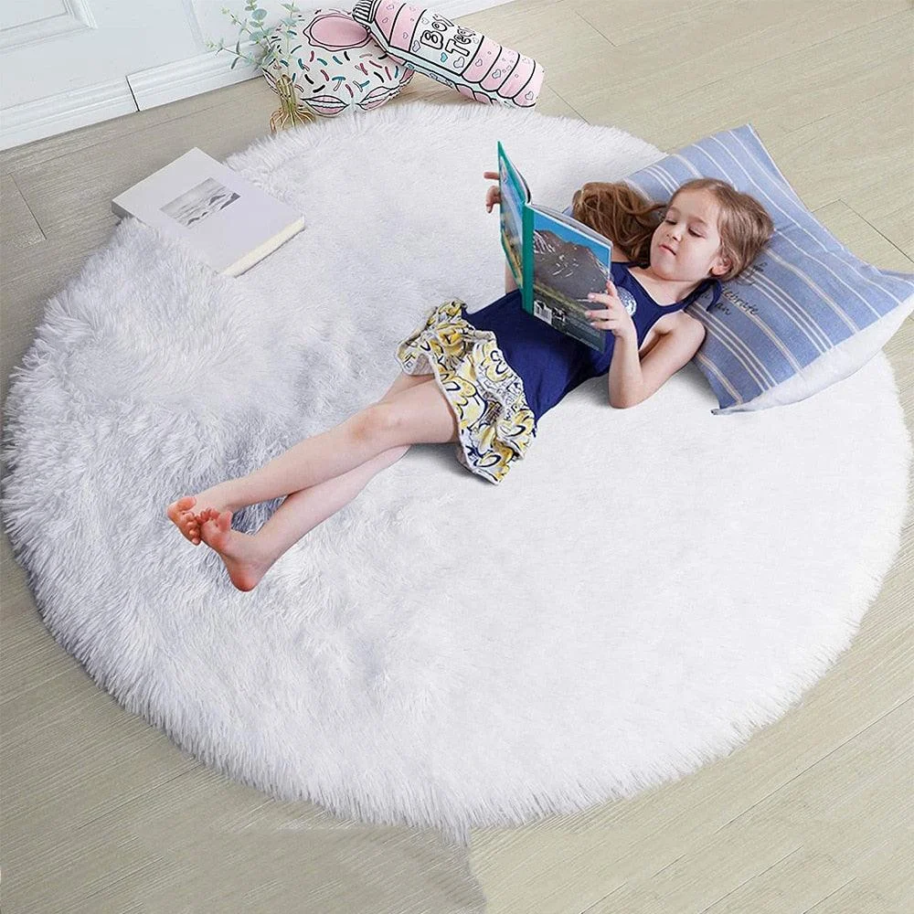 WhiteRainbowRoundCarpetforKidsRugsSoftDecorLivingRoom-Homeko4 White Rainbow Round Carpet for Kids Rugs Soft Decor Living Room - Homeko
