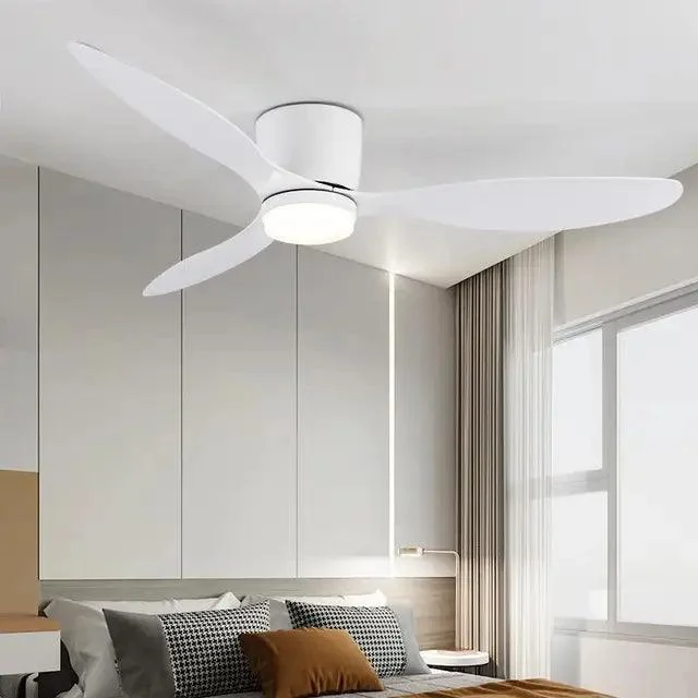 WhiteWoodLowFloorCeilingFansCoolingFansLighting-Homeko7 White Wood Low Floor Ceiling Fans Cooling Fans Lighting - Homeko