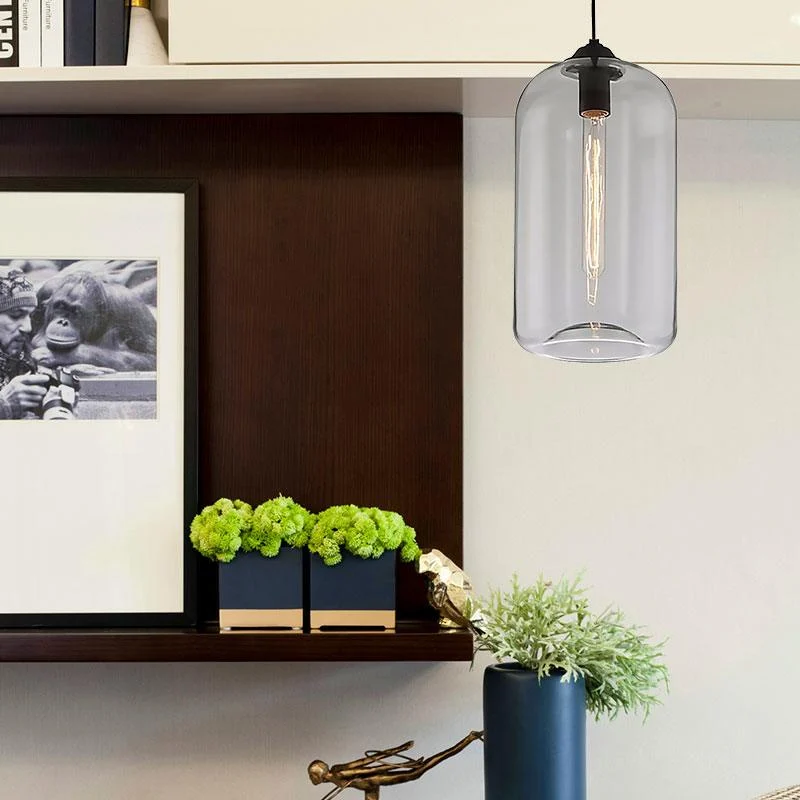 WideGlassPendantLamp-Modern1-LightBlackLamp-Homeko1 Wide Glass Pendant Lamp - Modern 1-Light Black Lamp - Homeko