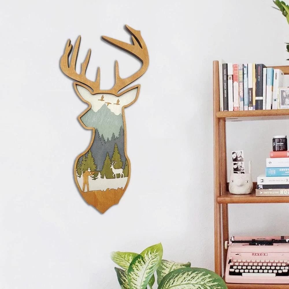WoodenDeerandElkWallDecor-Homeko4 Wooden Deer and Elk Wall Decor - Homeko