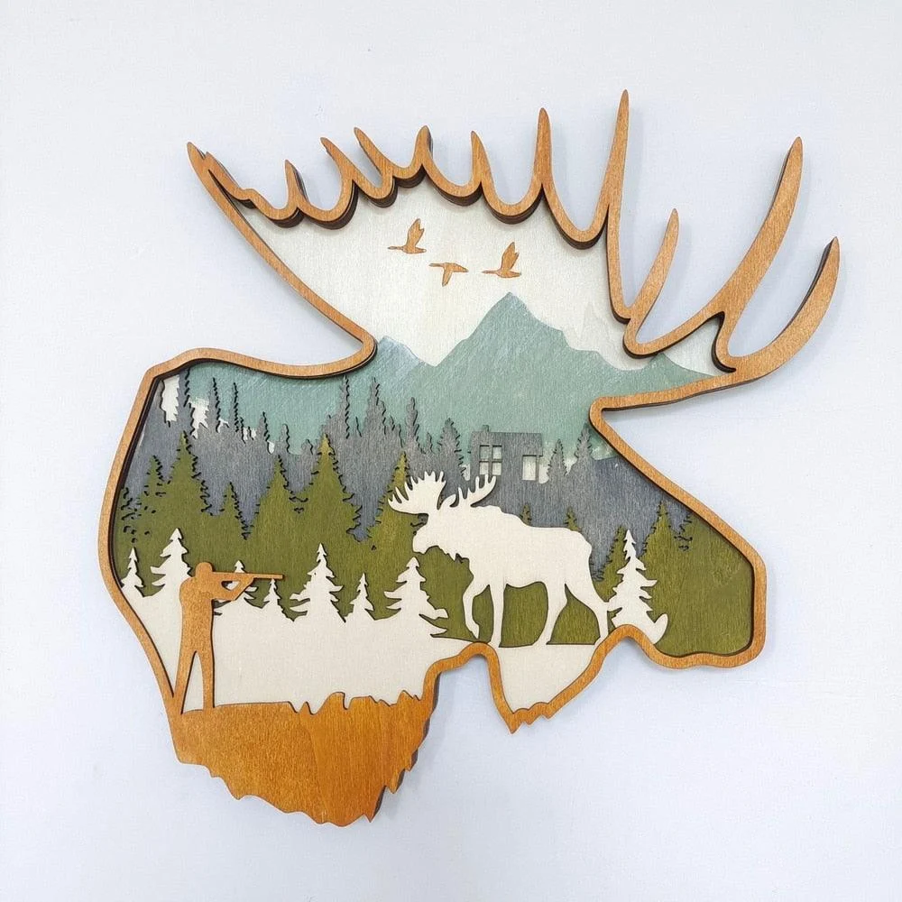 WoodenDeerandElkWallDecor-Homeko5 Wooden Deer and Elk Wall Decor - Homeko