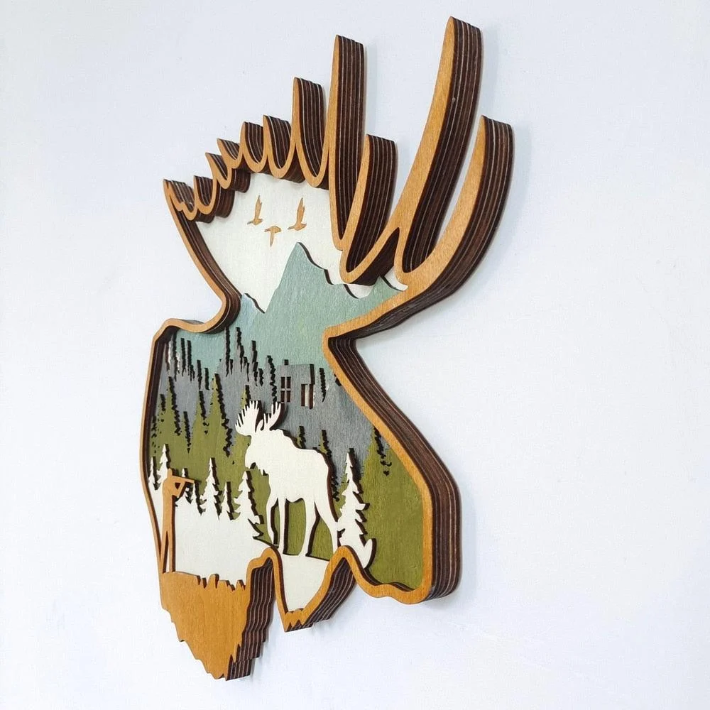 WoodenDeerandElkWallDecor-Homeko7 Wooden Deer and Elk Wall Decor - Homeko