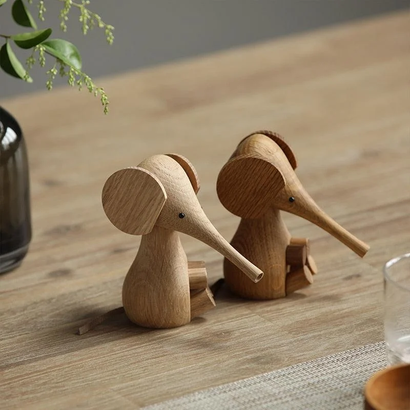 WoodenElephantFigurine-Homeko4 Wooden Elephant Figurine - Homeko
