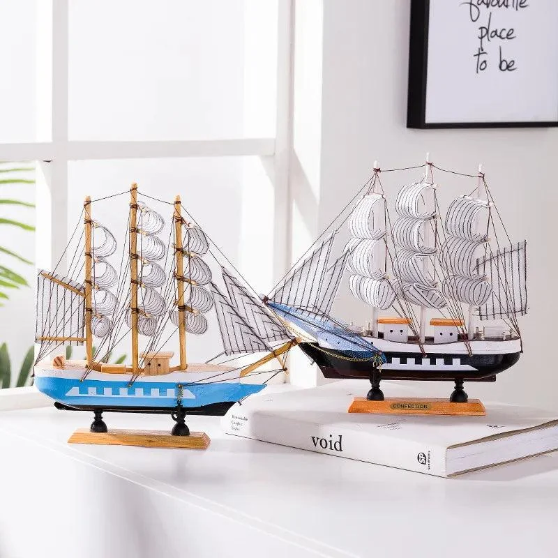 WoodenSailboatModelDecorationCraftsBirthdayGiftSculpturesandStatues-Homeko3 Wooden Sailboat Model Decoration Crafts Birthday Gift Sculptures and Statues - Homeko