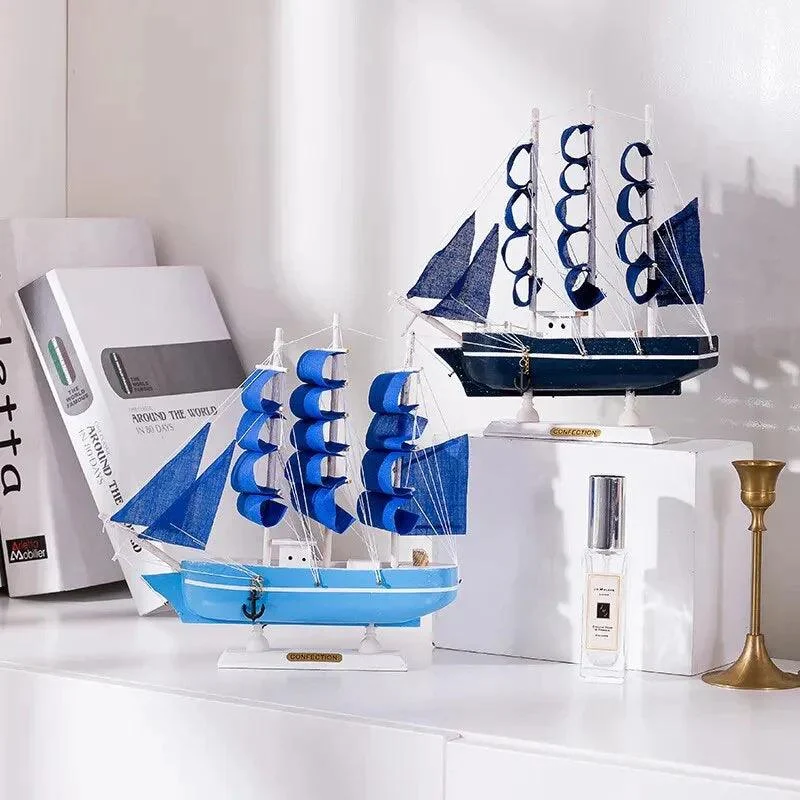 WoodenSailboatModelDecorationCraftsBirthdayGiftSculpturesandStatues-Homeko4 Wooden Sailboat Model Decoration Crafts Birthday Gift Sculptures and Statues - Homeko
