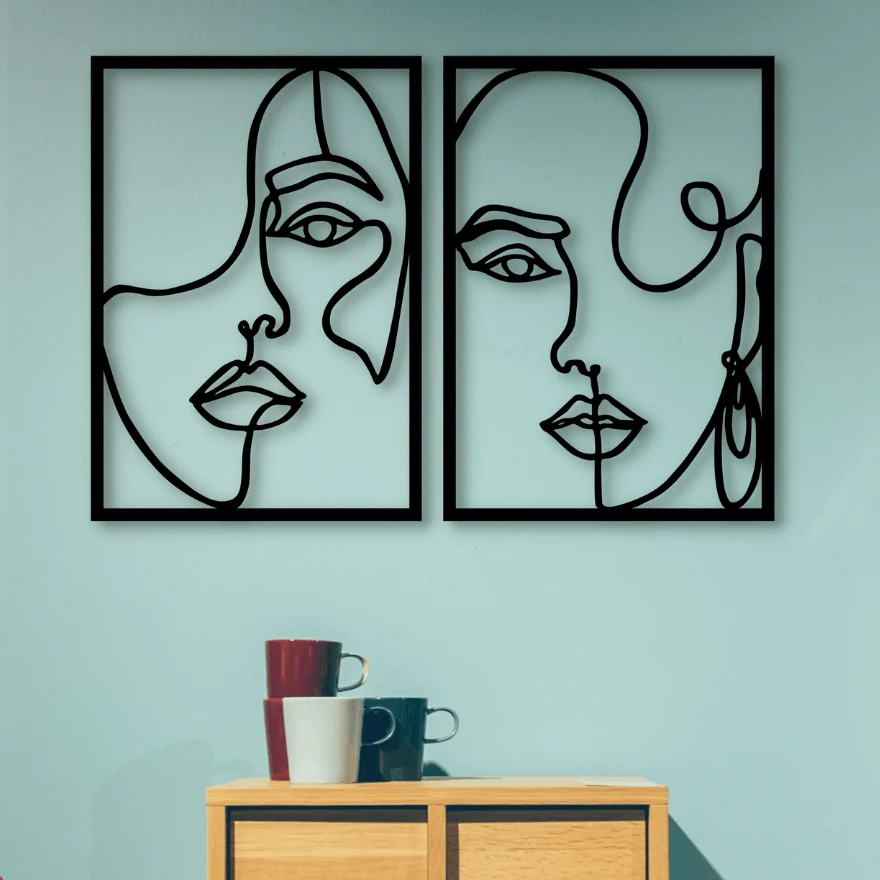 Wooden Woman Face Silhouette Wall Art - Homeko
