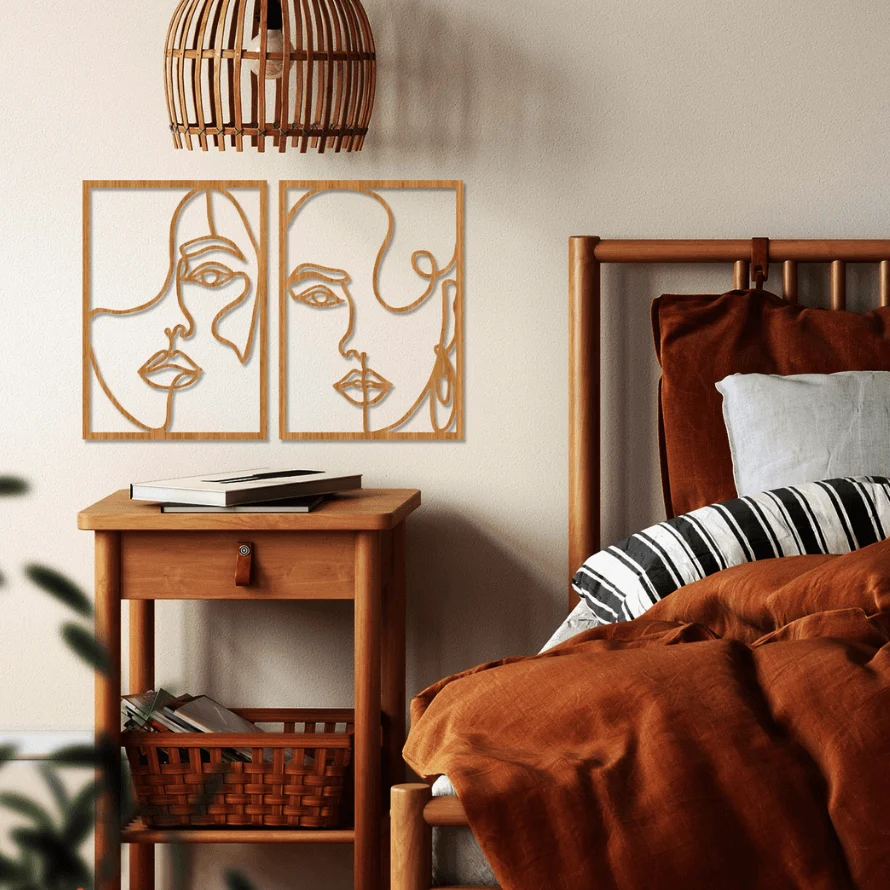 WoodenWomanFaceSilhouetteWallArt-Homeko3 Wooden Woman Face Silhouette Wall Art - Homeko