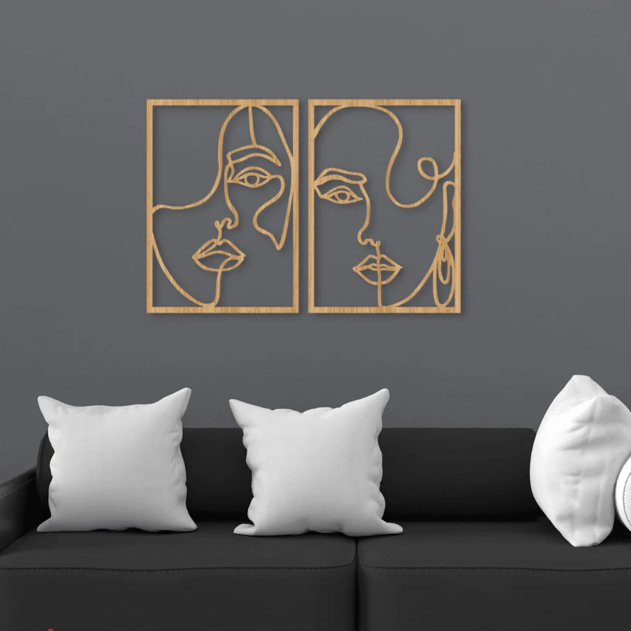 WoodenWomanFaceSilhouetteWallArt-Homeko4 Wooden Woman Face Silhouette Wall Art - Homeko