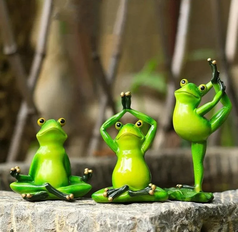 YogaFrogFigurines-Homeko2 Yoga Frog Figurines - Homeko