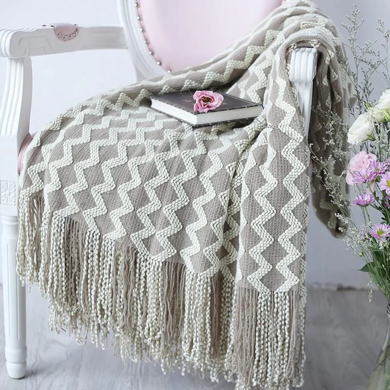 ZigZagFringeChenilleBlanket-Homeko3 Zig Zag Fringe Chenille Blanket - Homeko