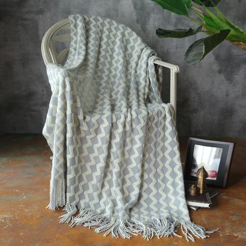 ZigZagFringeChenilleBlanket-Homeko7 Zig Zag Fringe Chenille Blanket - Homeko