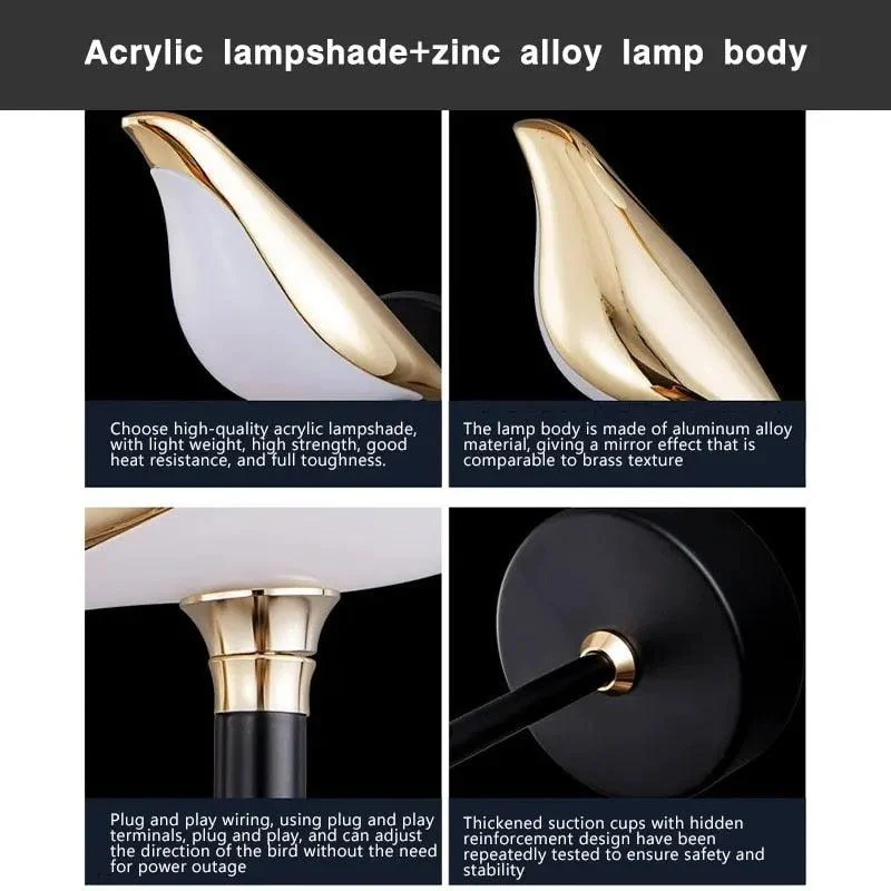 Adthgouden Zilveren Touch Schakelaar Vogel Led Wandlampen Wandlamp 360 Draaibare Indoor Led Wandlampen Voor Slaapkamer Gang Aab14d2e 736e 4e70 A849 Aacd6e470a7e
