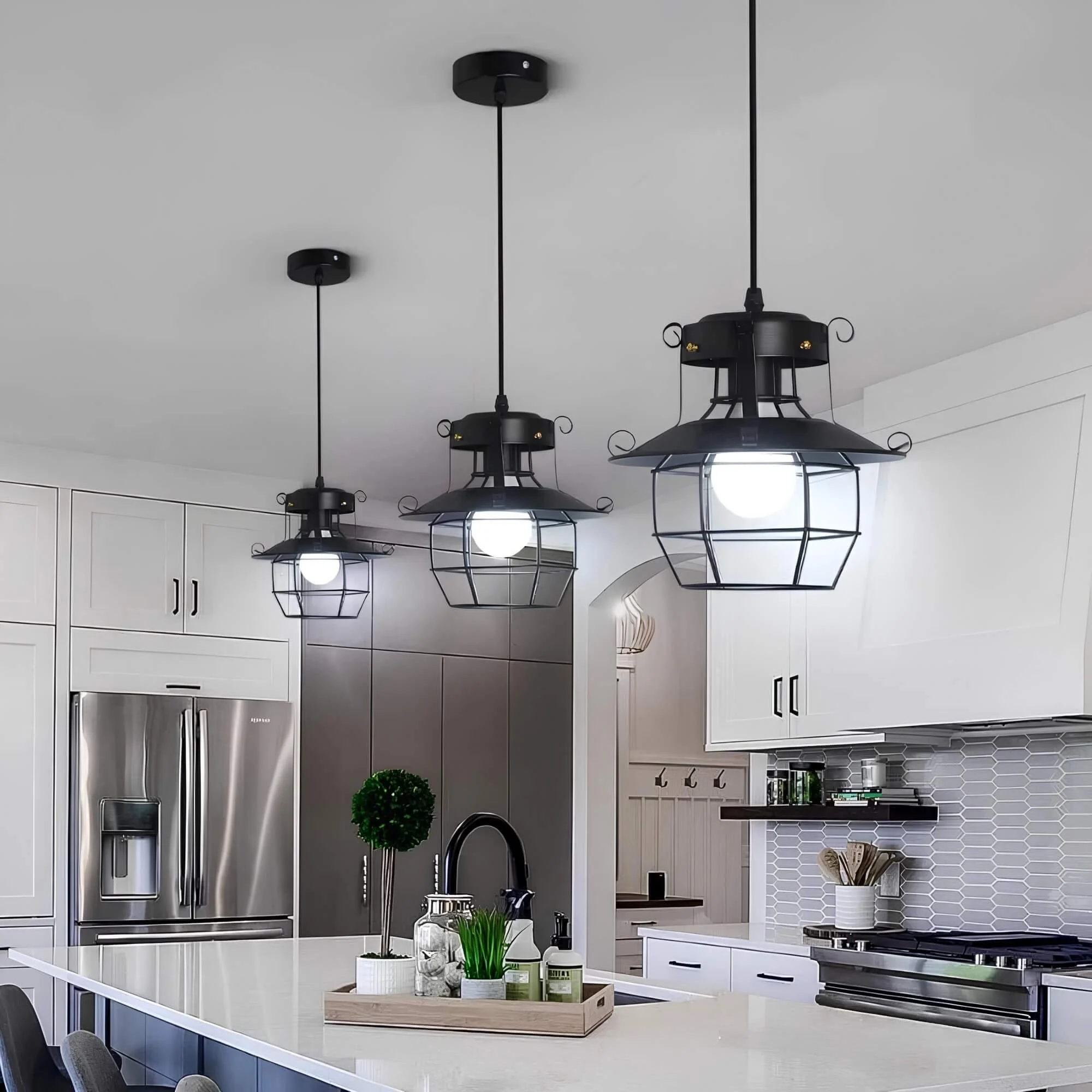 Antiquecage Industrielle Haengelampe Schwarz Metall Vintage Design Wohnzimmer Kueche Xlumina4