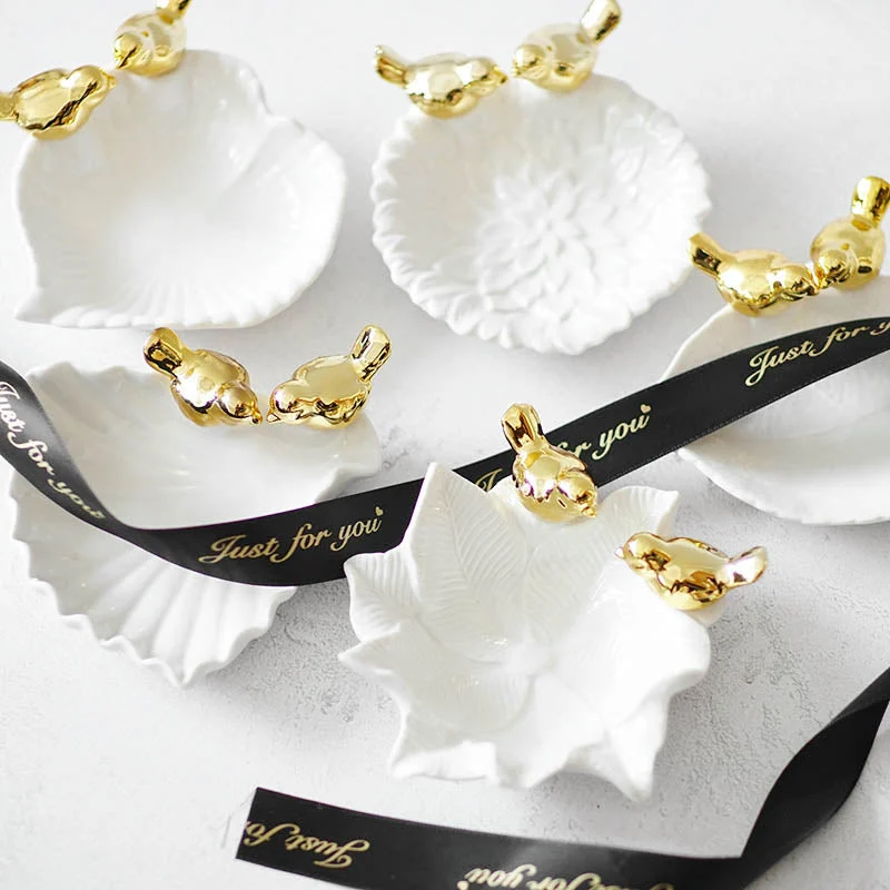 gold bird jewel leaf tray